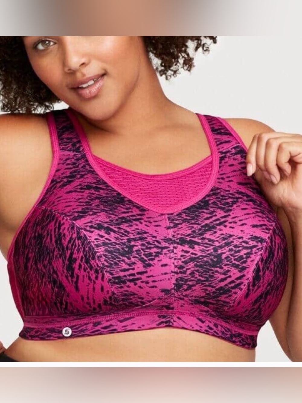 Glamorise Pink and Black Patterned High-Impact Sports Bra